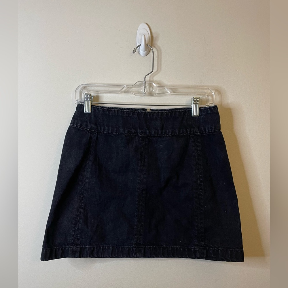 Free People Black Denim Mini Skirt